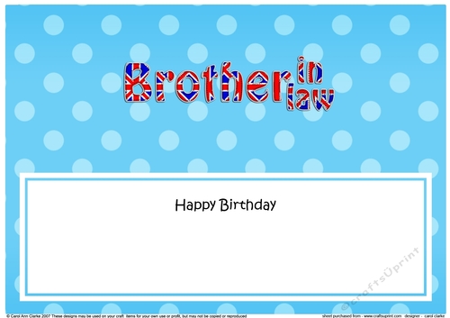 Large DL Happy Birthday BROTHER IN LAW insert UK Union Jack