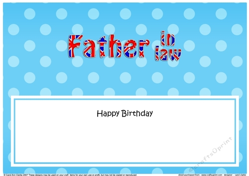 Large DL Happy Birthday FATHER IN LAW insert UK Union Jack