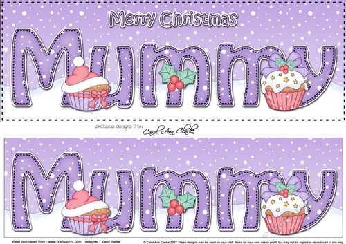 Large DL Merry Christmas MUMMY 3D decoupage with Cupcakes