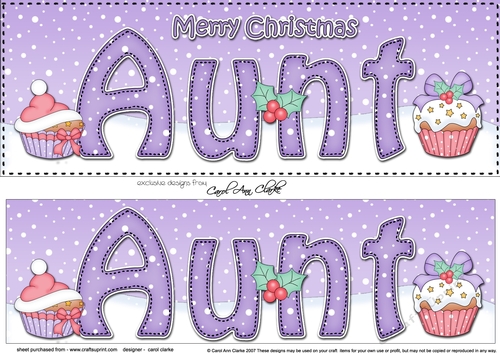 Large DL Merry Christmas AUNT 3D decoupage with Cupcakes