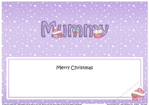 Large DL Merry Christmas MUMMY insert with Cupcakes