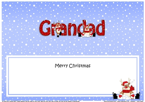 Large DL Merry Christmas GRANDAD insert with Rudolph
