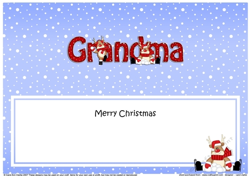 Large DL Merry Christmas GRANDMA insert with Rudolph