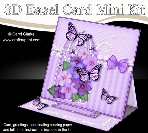 3D Easel Card Mini Kit - Pretty Floral Birdcage with Butterflies