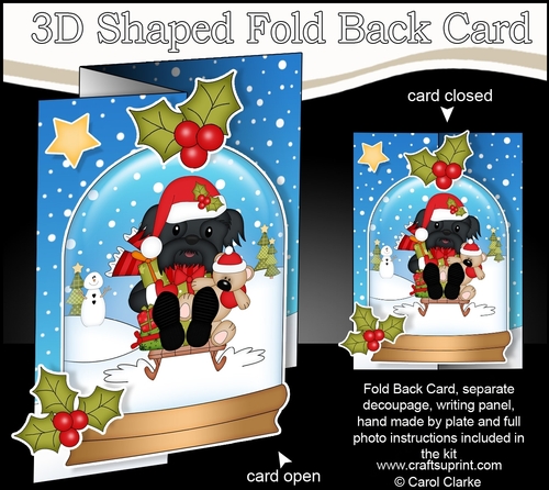 Christmas 3D Shaped No-Hole Fold Back Mini Kit - Little Shih Tzu Dog