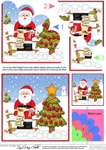 Christmas Santa has decorated the Xmas Tree Shell Edged Corner Side Stacker