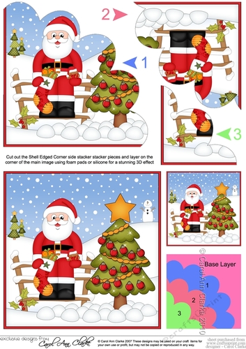 Christmas Santa has decorated the Xmas Tree Shell Edged Corner Side Stacker