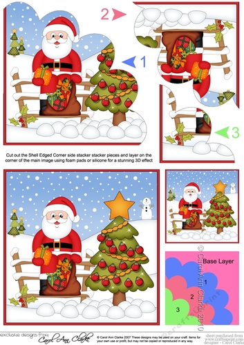Christmas Santa has decorated the Xmas Tree Shell Edged Corner Side Stacker