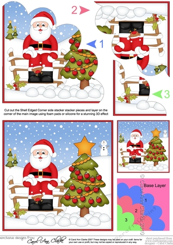 Christmas Santa has decorated the Xmas Tree Shell Edged Corner Side Stacker