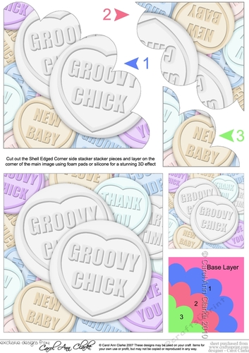 Groovy Chick Sweet Heart Shell Edged Corner side stacker