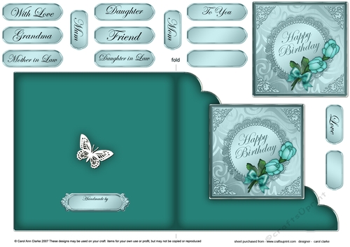 Roses and Metallic Lace - Cut and Fold Corner Card