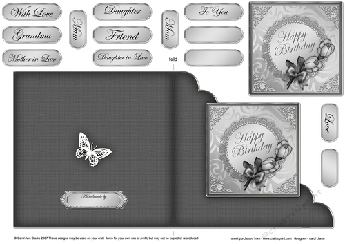 Roses and Metallic Lace - Cut and Fold Corner Card