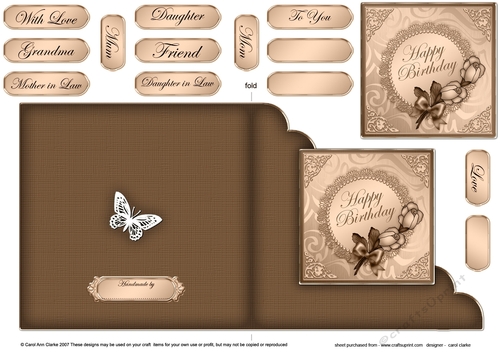 Roses and Metallic Lace - Cut and Fold Corner Card
