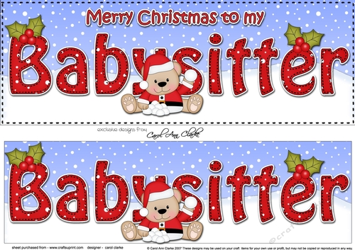Large DL Merry Christmas to My BABYSITTER 3D decoupage 