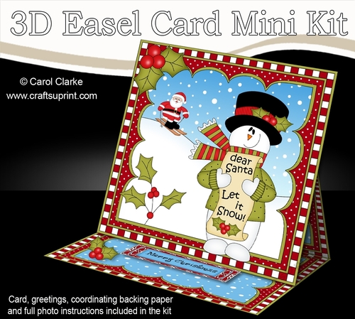 3D Easel Card Mini Kit - Christmas Snowman Rio wants it to Snow!