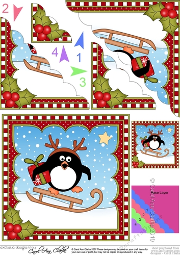 Christmas Penguin Scalloped Corner Stacker