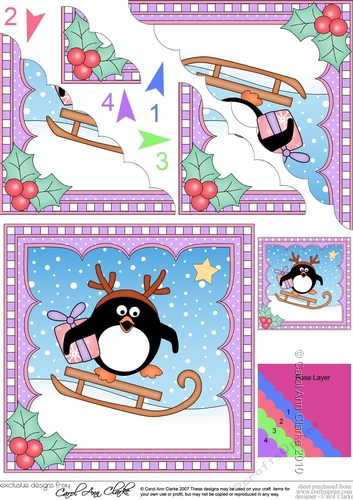 Christmas Penguin Scalloped Corner Stacker
