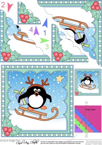Christmas Penguin Scalloped Corner Stacker