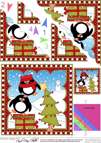 Christmas Penguin Scalloped Corner Stacker