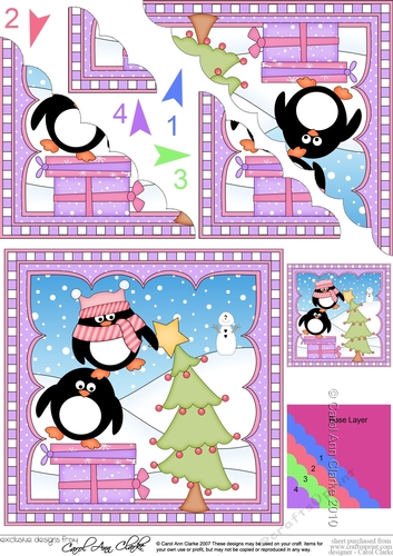 Christmas Penguin Scalloped Corner Stacker