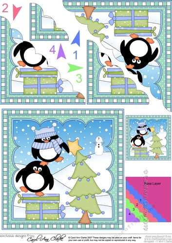 Christmas Penguin Scalloped Corner Stacker