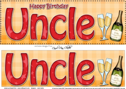 Large DL Happy Birthday UNCLE 3D decoupage with Champagne