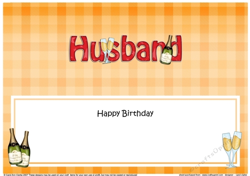 Large DL Happy Birthday HUSBAND insert with Champagne