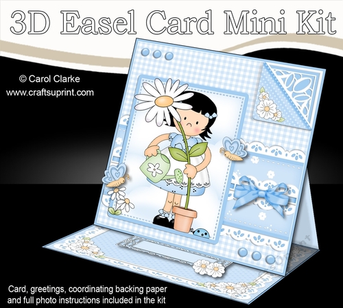 3D Easel Card Mini Kit - Pretty in Blue - Cute Girlz