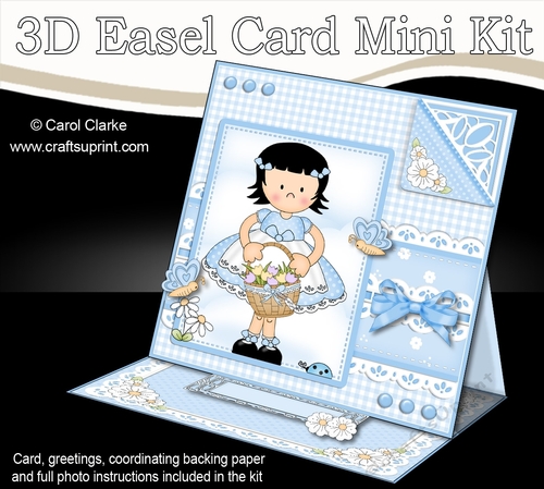 3D Easel Card Mini Kit - Pretty in Blue - Cute Girlz