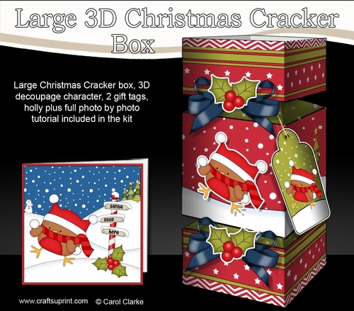 3D Large Christmas Cracker Box -  Bobbin Robin has Xmas Presents