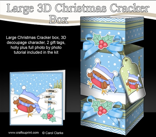 3D Large Christmas Cracker Box -  Bobbin Robin has Xmas Presents