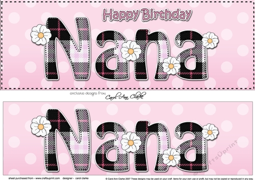 Large DL Happy Birthday NANA 3D decoupage with Tartan