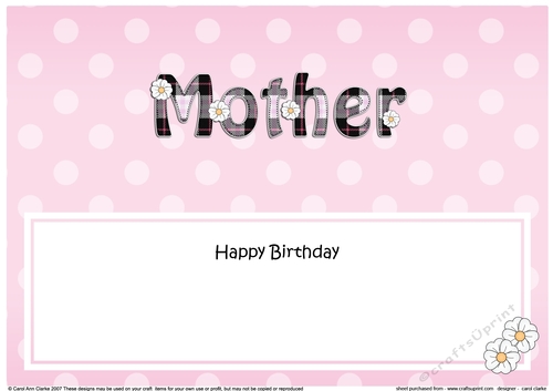 Large DL Happy Birthday MOTHER insert with Tartan