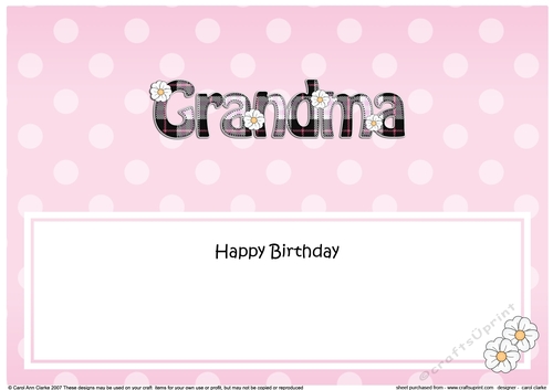 Large DL Happy Birthday GRANDMA insert with Tartan