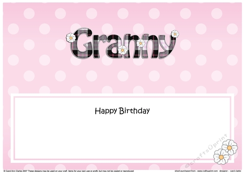 Large DL Happy Birthday GRANNY insert with Tartan