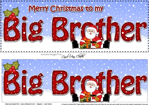 Large DL Merry Christmas to my BIG BROTHER with Santa insert