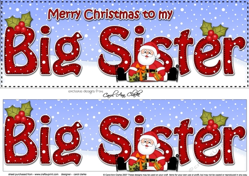 Large DL Merry Christmas to my BIG SISTER with Santa insert