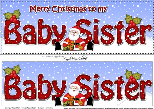 Large DL Merry Christmas to my BABY SISTER with Santa insert