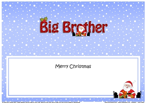 Large DL Merry Christmas to my BIG BROTHER with Santa insert