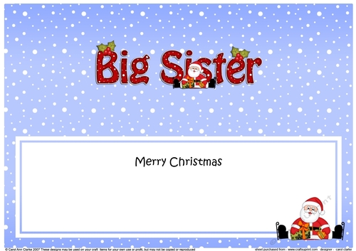 Large DL Merry Christmas to my BIG SISTER with Santa insert