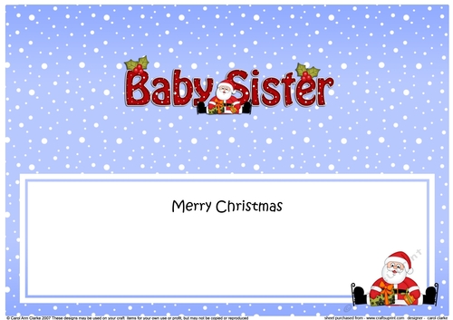 Large DL Merry Christmas to my BABY SISTER with Santa insert