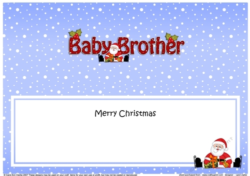Large DL Merry Christmas to my BABY BROTHER with Santa insert