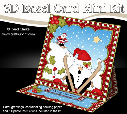 3D Easel Card Mini Kit - Christmas oOops Snowball Sam is Skiing!