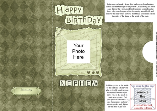 Add a Photo DL Card - Happy Birthday NEPHEW with easy fold frame