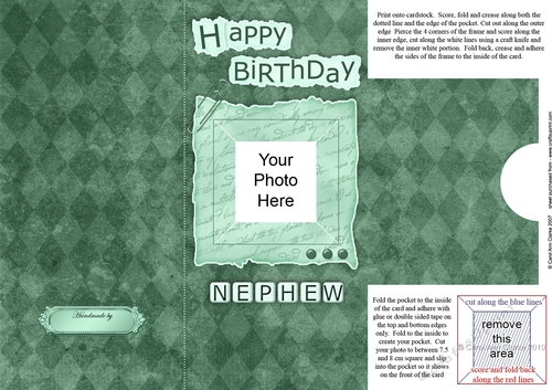 Add a Photo DL Card - Happy Birthday NEPHEW with easy fold frame