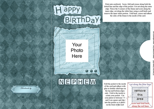 Add a Photo DL Card - Happy Birthday NEPHEW with easy fold frame