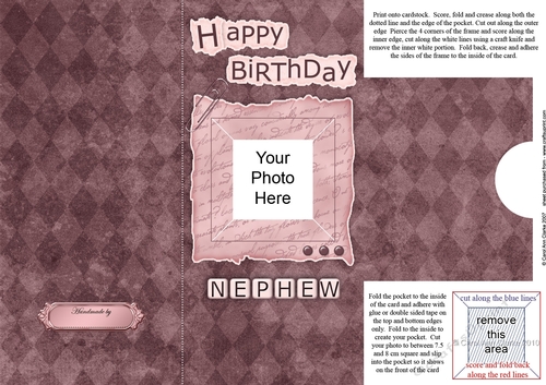 Add a Photo DL Card - Happy Birthday NEPHEW with easy fold frame