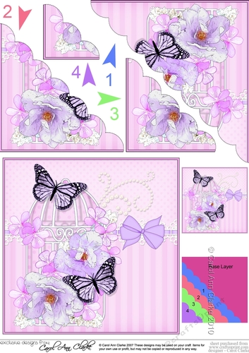 Pretty Flowers & Butterfly Birdcage Scalloped Corner Stacker