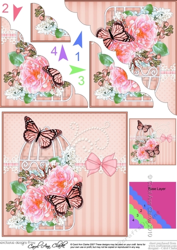 Pretty Flowers & Butterfly Birdcage Scalloped Corner Stacker