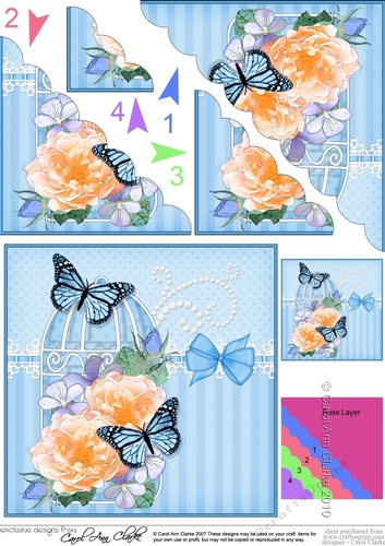 Pretty Flowers & Butterfly Birdcage Scalloped Corner Stacker